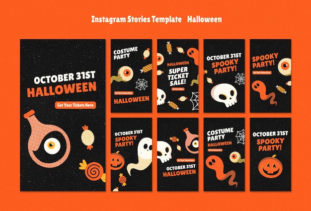 PSD gratuito historias de instagram de celebración de halloween