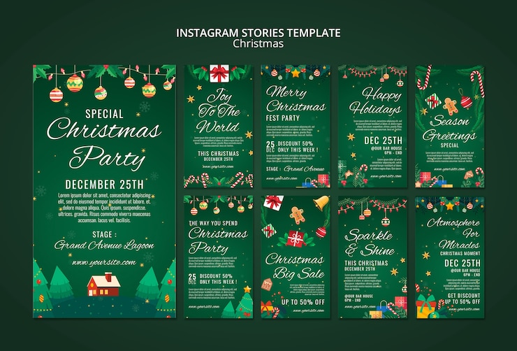 PSD gratuito historias de instagram de celebración navideña.
