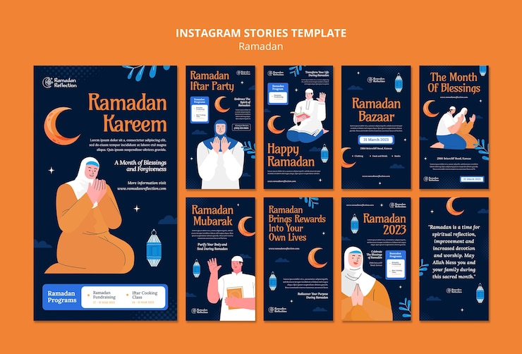 PSD gratuito historias de instagram de celebración de ramadán