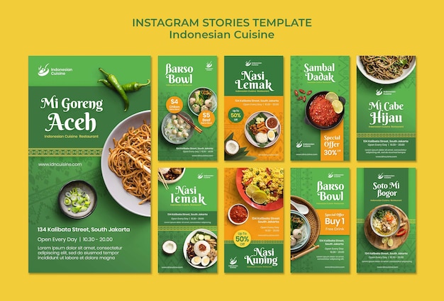 PSD gratuito historias de instagram de cocina indonesia