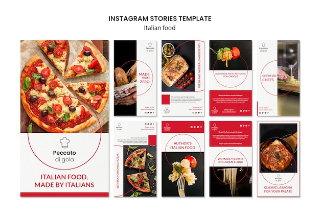 PSD gratuito historias de instagram de cocina italiana
