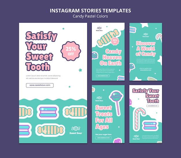 PSD gratuito historias de instagram de colores pastel de caramelo