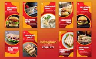 PSD gratuito historias de instagram de comida deliciosa