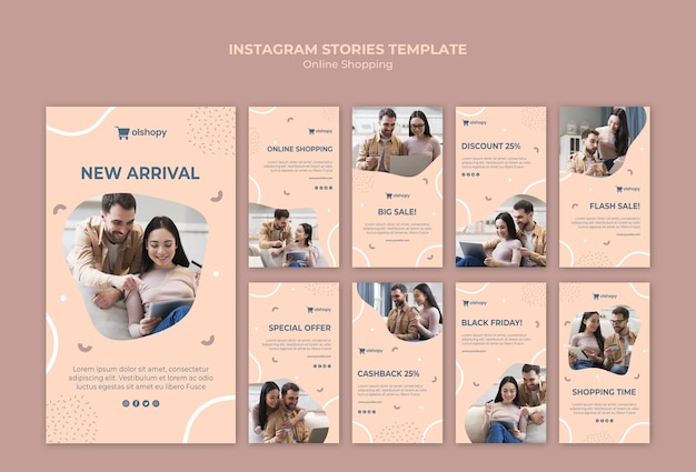 PSD gratuito historias de instagram de compras en línea