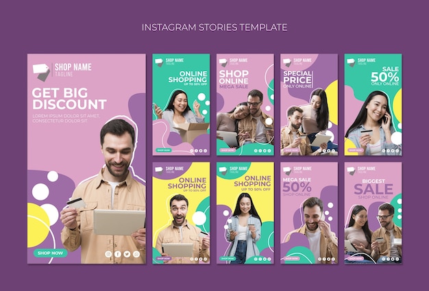 PSD gratuito historias de instagram de compras en línea