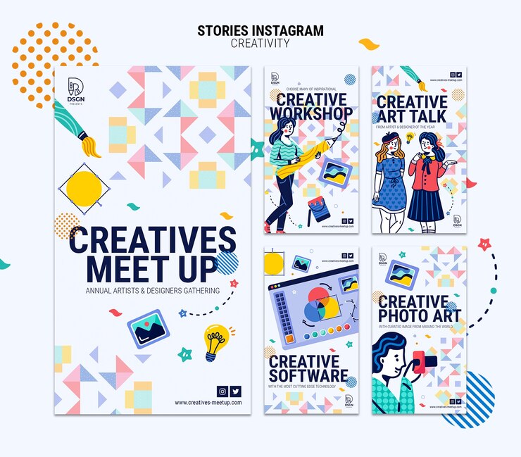PSD gratuito historias de instagram de concepto de creatividad