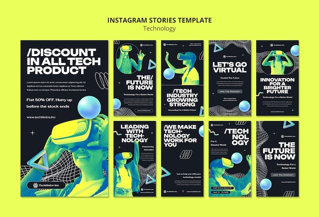 PSD gratuito historias de instagram de concepto de tecnología