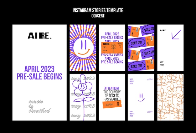 Historias de instagram de conciertos dibujadas a mano