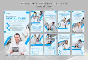 PSD gratuito historias de instagram de cuidado dental de diseño plano.