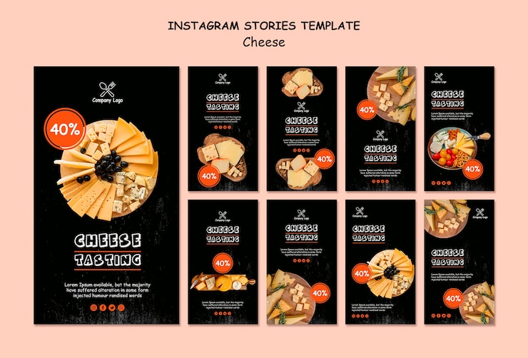 PSD gratuito historias de instagram de degustación de queso