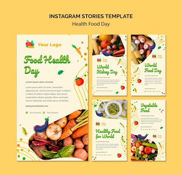PSD gratuito historias de instagram del día de la alimentación saludable