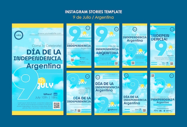 PSD gratuito historias de instagram del día de la independencia argentina