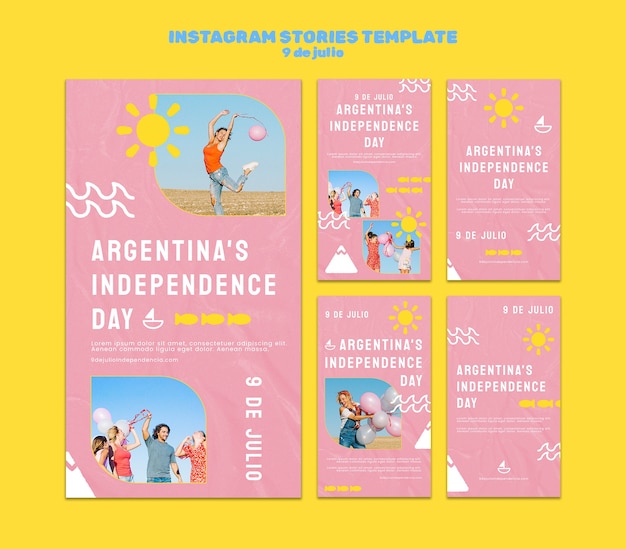 PSD gratuito historias de instagram del día de la independencia de argentina