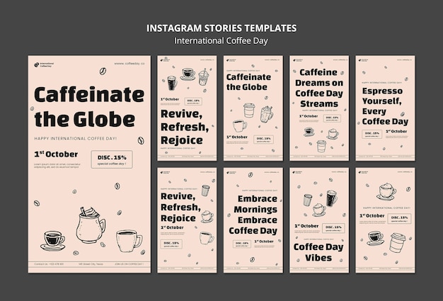 Historias de instagram del día internacional del café