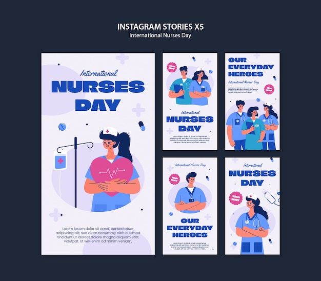 PSD gratuito historias de instagram para el día internacional de las enfermeras