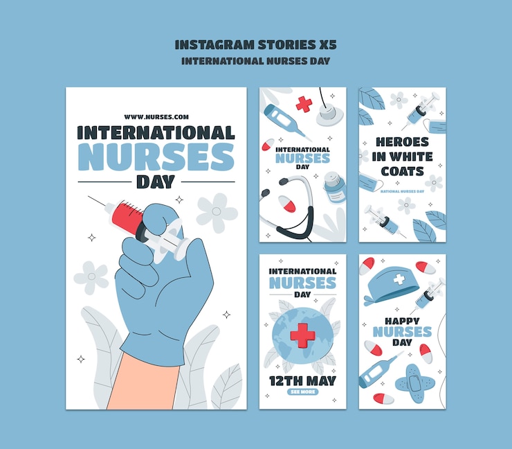 PSD gratuito historias de instagram para el día internacional de las enfermeras