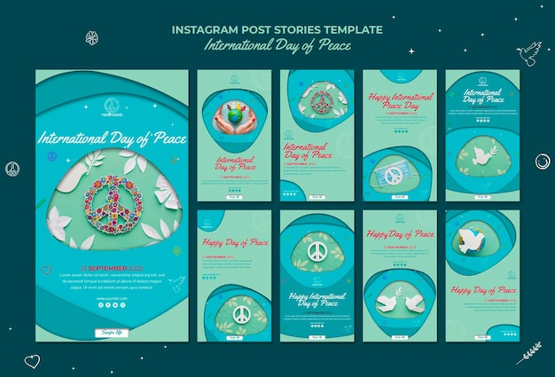 PSD gratuito historias de instagram del día internacional de la paz