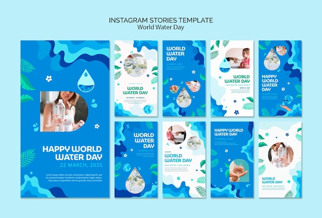 PSD gratuito historias de instagram del día mundial del agua