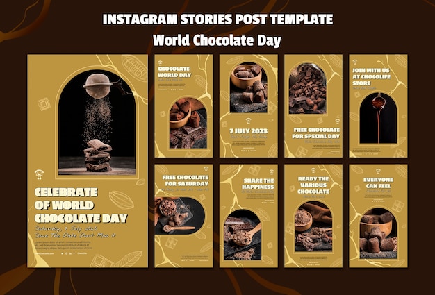 PSD gratuito historias de instagram del día mundial del chocolate