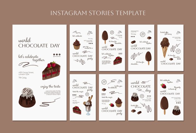 PSD gratuito historias de instagram del día mundial del chocolate