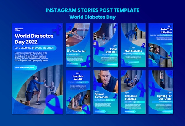 PSD gratuito historias de instagram del día mundial de la diabetes