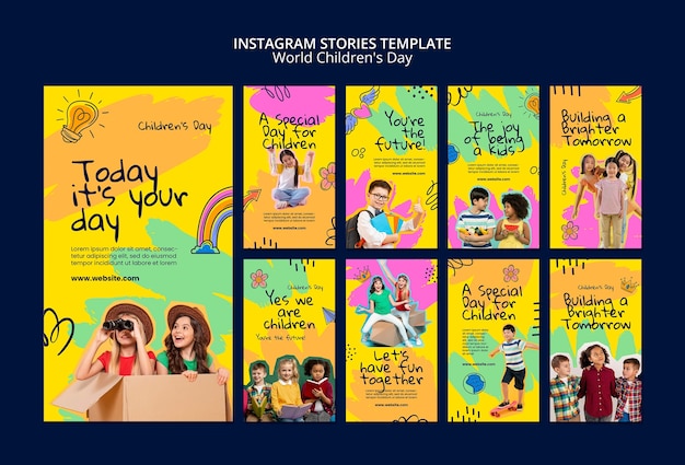 PSD gratuito historias de instagram del día mundial de la infancia