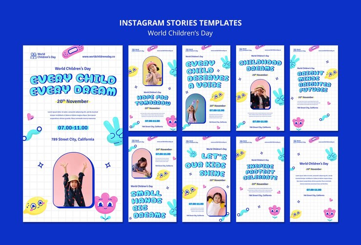 PSD gratuito historias de instagram del día mundial de la infancia