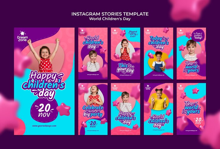 PSD gratuito historias de instagram del día mundial de la infancia