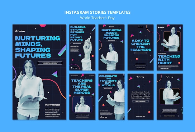 PSD gratuito historias de instagram del día mundial del maestro