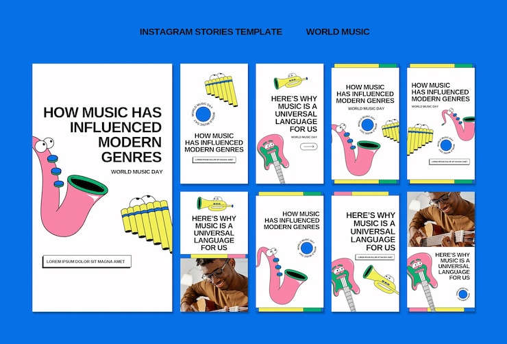 PSD gratuito historias de instagram del día mundial de la música