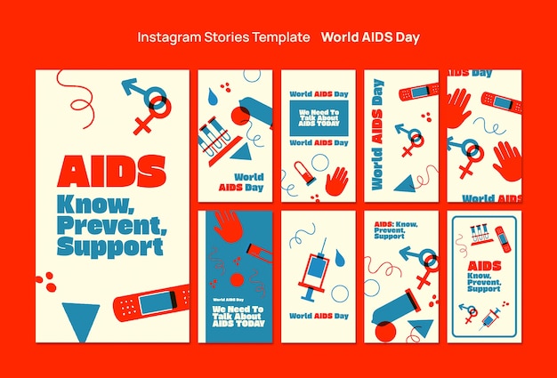 PSD gratuito historias de instagram del día mundial del sida