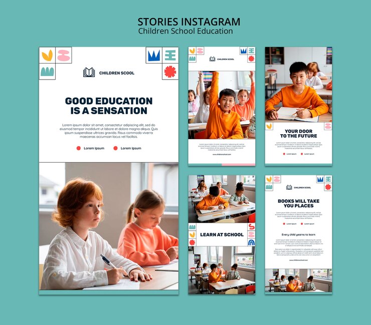 PSD gratuito historias de instagram de educación escolar para niños