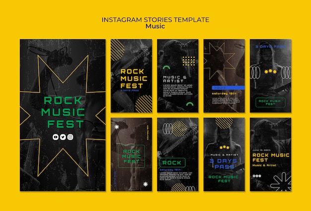 PSD gratuito historias de instagram de espectáculos musicales