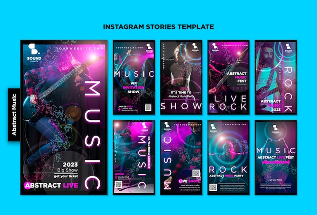 PSD gratuito historias de instagram de espectáculos musicales