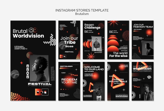 PSD gratuito historias de instagram de estilo brutalismo.