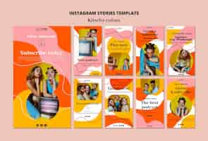 PSD gratuito historias de instagram de estilo de colores cursis