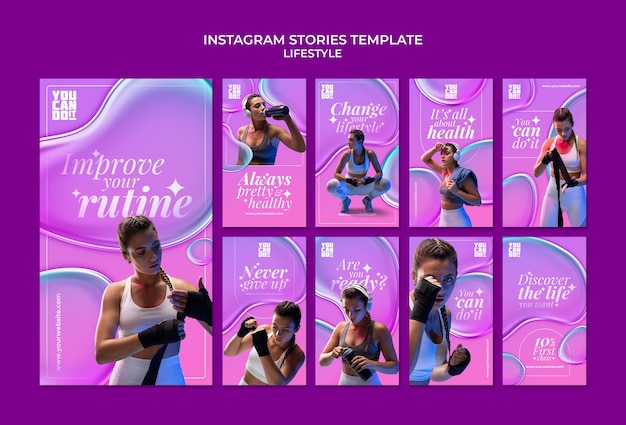 PSD gratuito historias de instagram de estilo de vida saludable