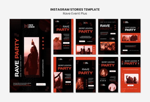 PSD gratuito historias de instagram de eventos rave