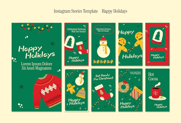 PSD gratuito historias de instagram de felices fiestas