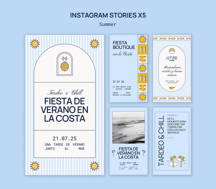 PSD gratuito historias de instagram de fiesta de verano en la playa