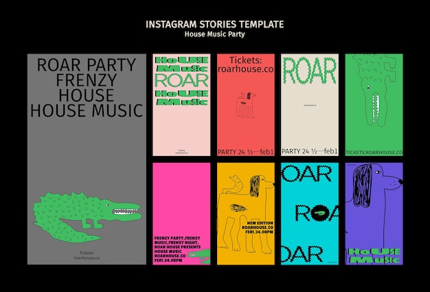 PSD gratuito historias de instagram de fiestas de música house