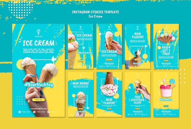 PSD gratuito historias de instagram con helado