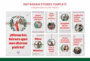 PSD gratuito historias de instagram de la independencia mexicana