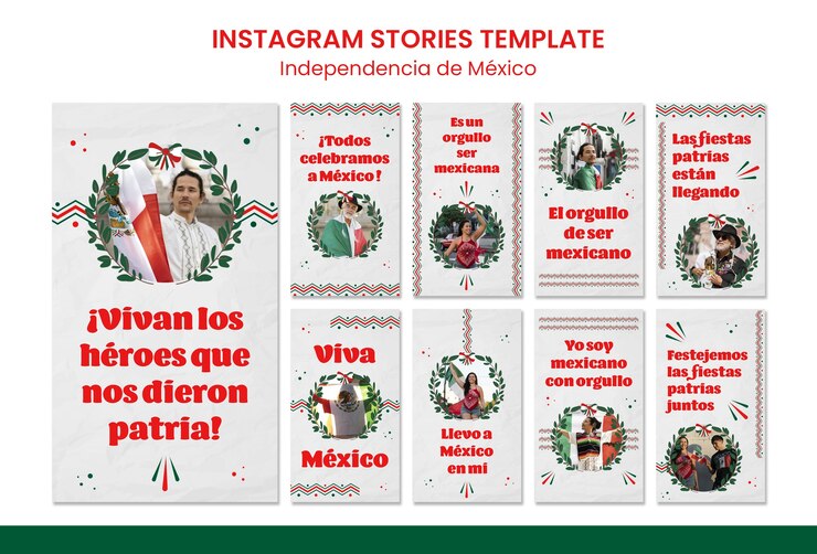 PSD gratuito historias de instagram de la independencia mexicana