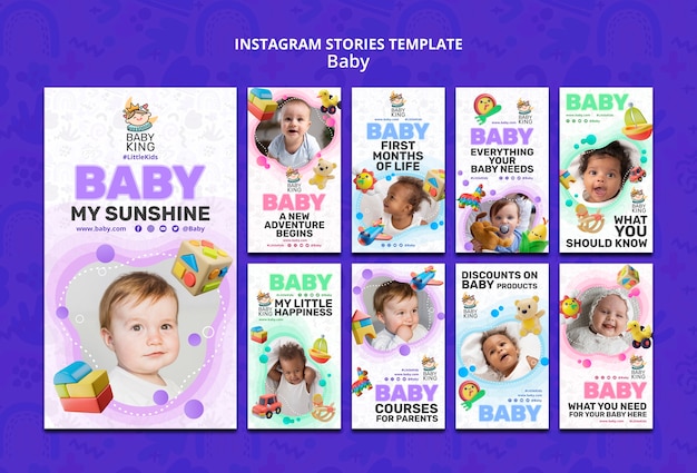 PSD gratuito historias de instagram de información sobre bebés