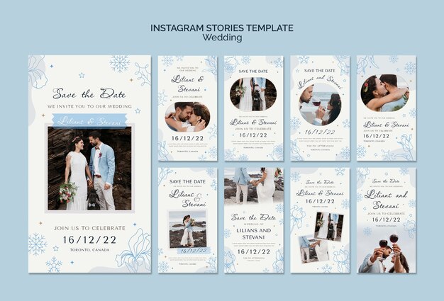 Historias de instagram de invitación de boda de invierno