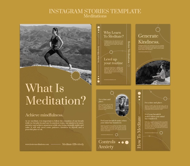 PSD gratuito historias de instagram de meditación y atención plena