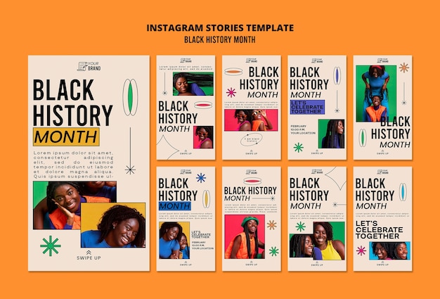 PSD gratuito historias de instagram del mes de la historia negra