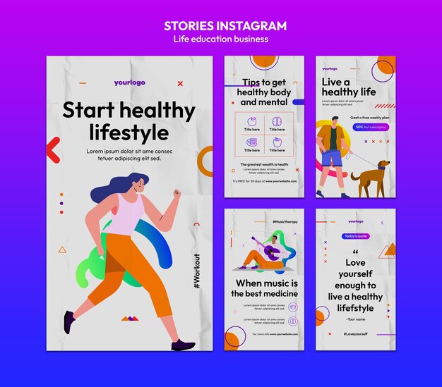 Las historias de Instagram de negocios de educación gradiente