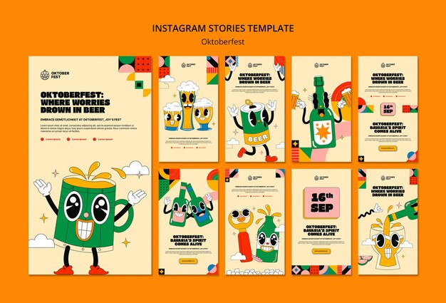 Historias de Instagram del Oktoberfest dibujadas a mano